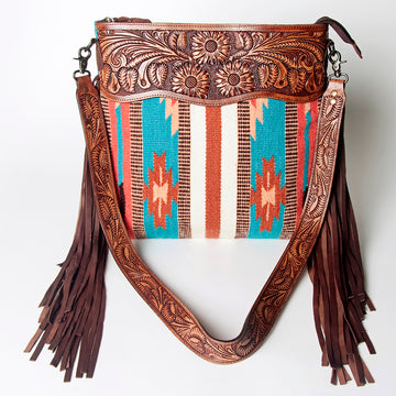 American Darling Signature Crossbody Hand Tooled Saddle Blanket Genuine Leather women bag western handbag purse